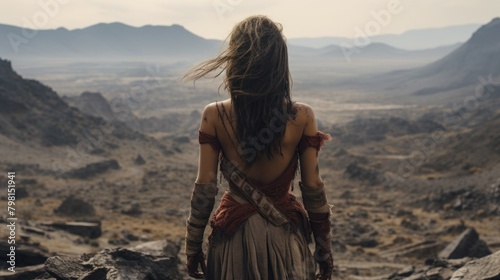 a woman standing in a desert