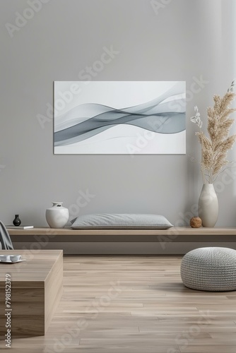 b'Blue and gray wave abstract art' photo