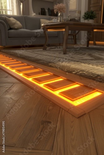 b Wooden floor with illuminated skirting board 
