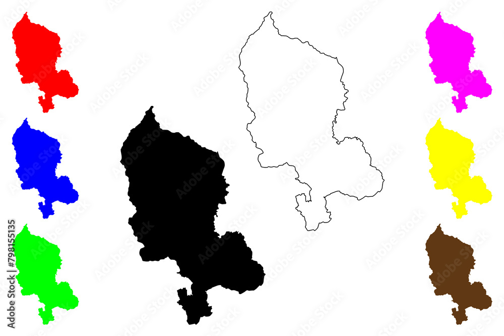 Territoire de Belfort Department (France, French Republic, Bourgogne-Franche-Comte region, BFC) map vector illustration, scribble sketch Territoire de Belfort map..