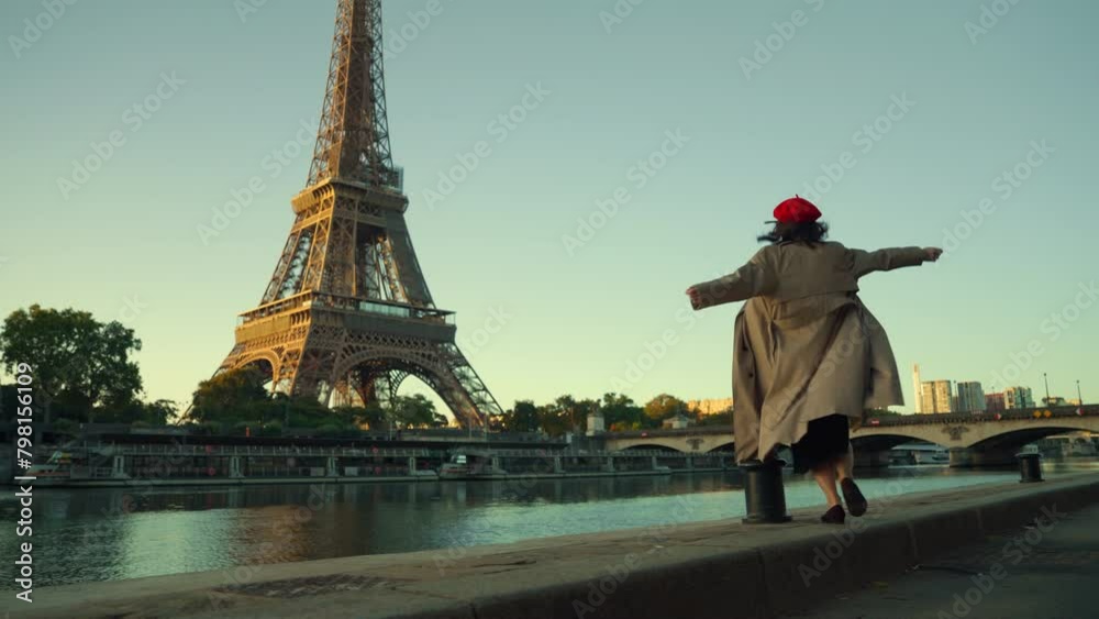 Woman Walking Near Eiffel Tower
