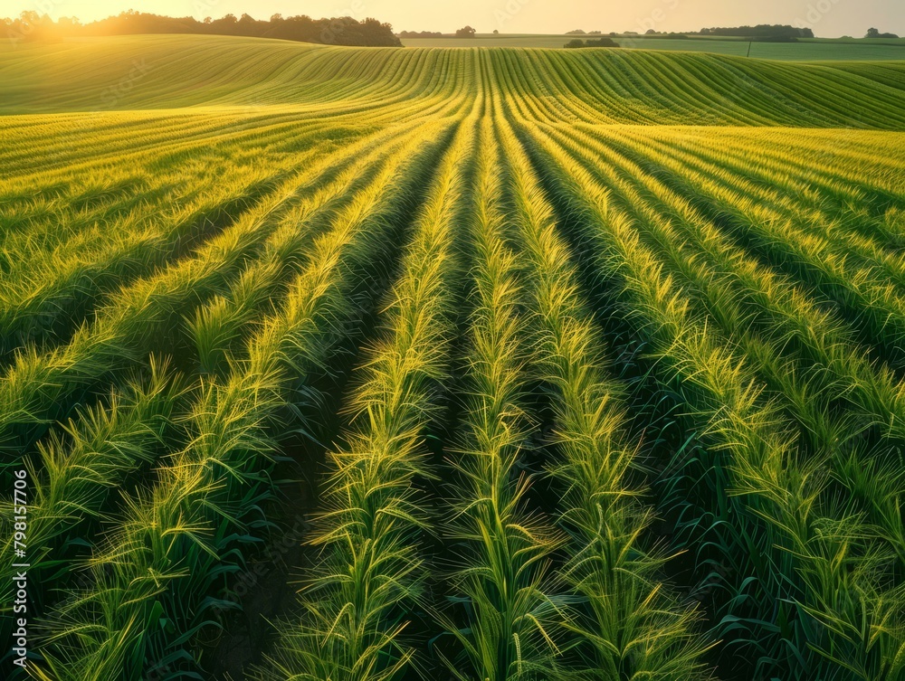 b'Sea of green wheat blowing in the wind'