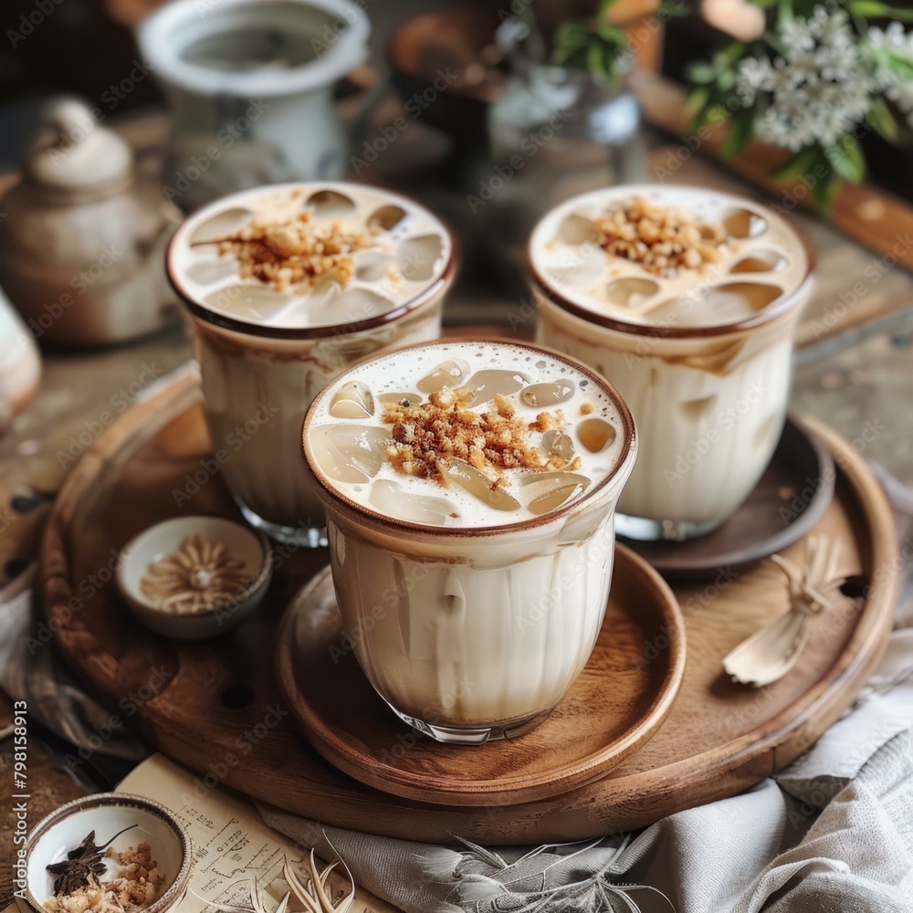 b'Iced coffee with milk and brown sugar syrup' b'Iced coffee with milk and brown sugar syrup'