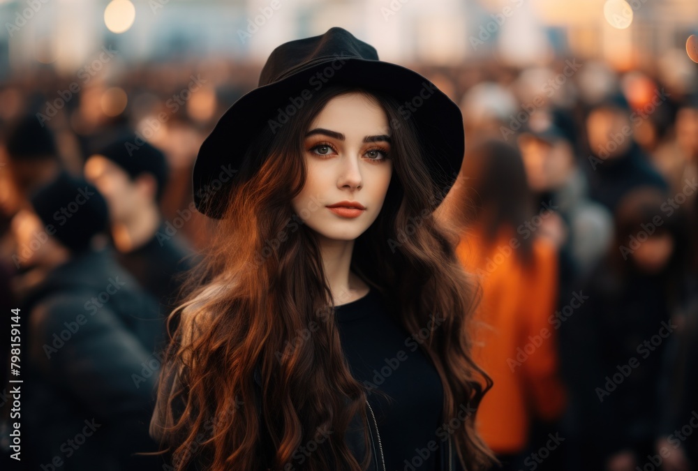 a woman with long hair wearing a hat a woman with long hair wearing a hat