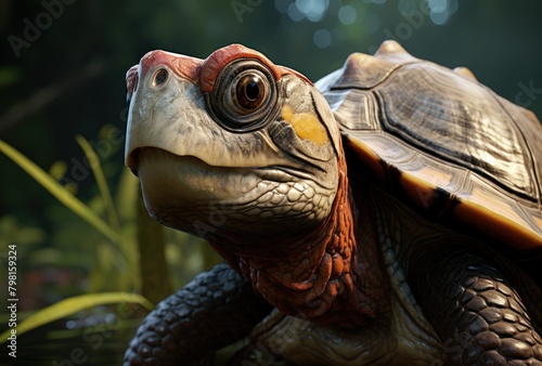 a close up of a turtle photo