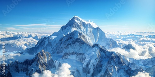 b'Mount Everest, the highest mountain in the world, is located in the Himalayas.' photo