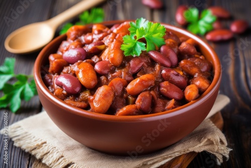 a bowl of beans and sauce