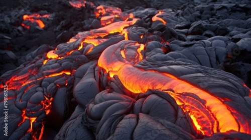 lava flowing in a rocky area