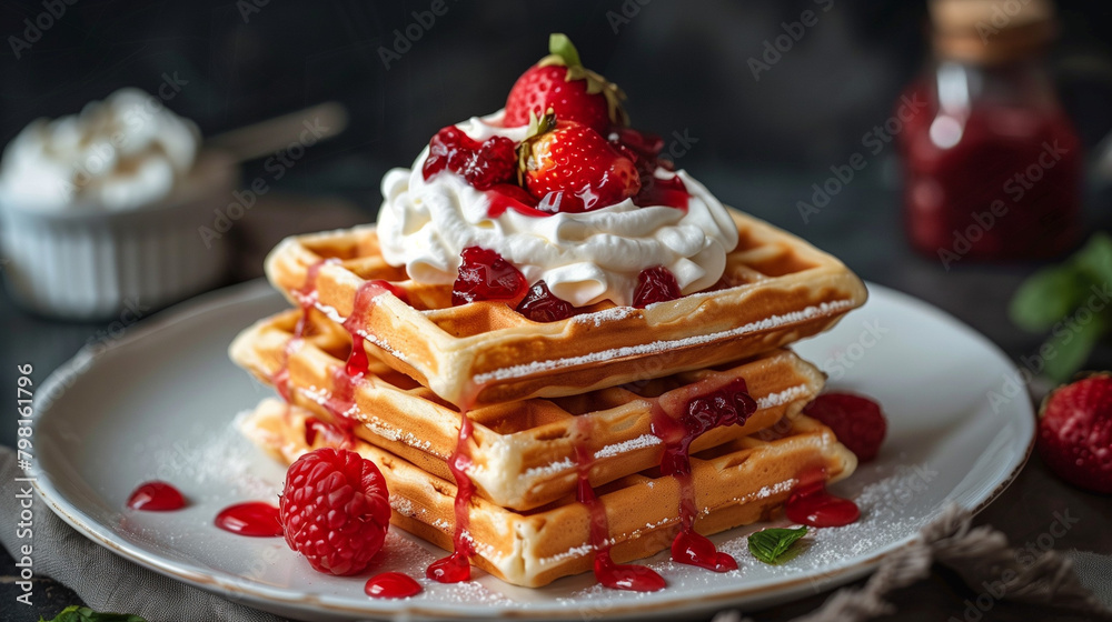waffles with strawberries and cream waffles with strawberries and cream