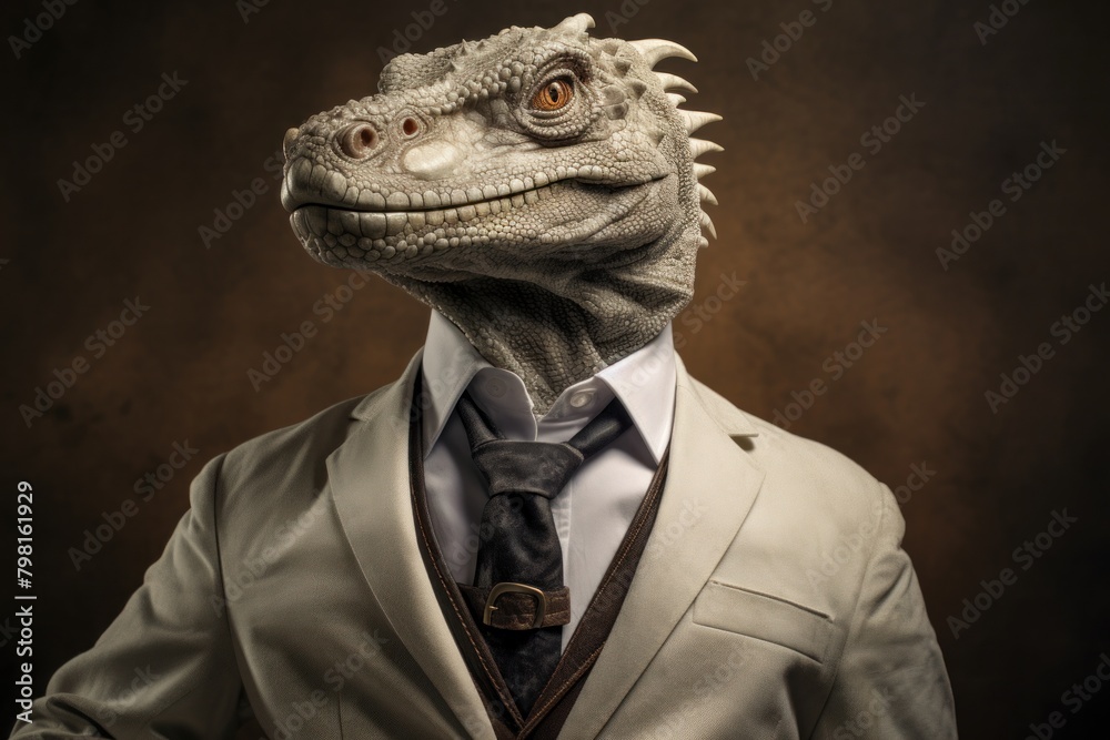 a lizard in a suit