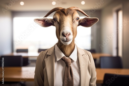 a goat wearing a suit and tie