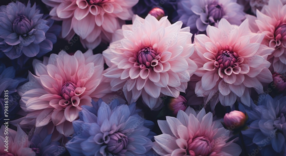 Fototapeta premium a group of pink and purple flowers