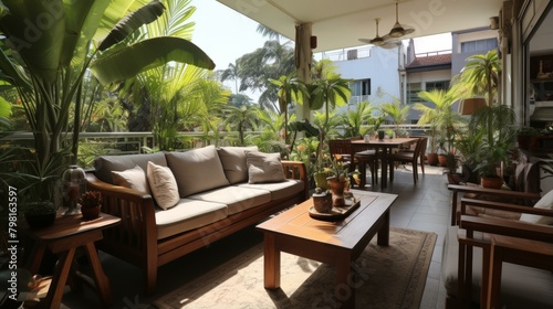 b Modern and Tropical Terrace With Lush Greenery 