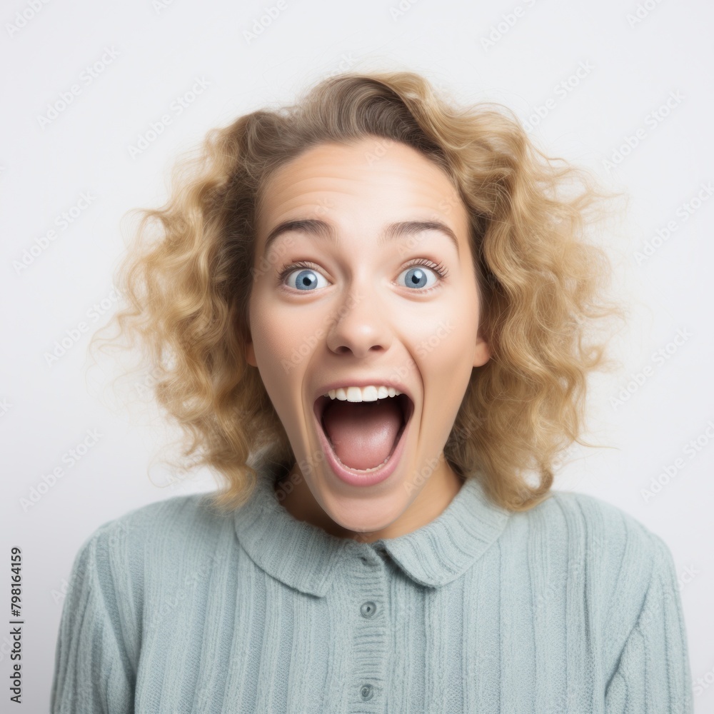 a woman with her mouth open a woman with her mouth open