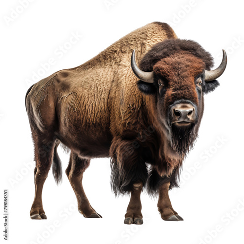 american bison isolated on transparent background Generative AI