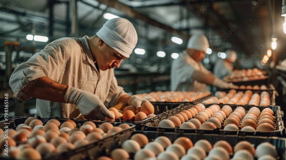 A man is working in a factory with other workers A man is working in a factory with other workers