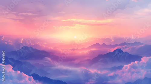 Beautiful sunrise above the clouds #798166160