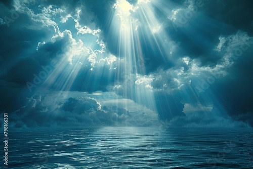 Divine Presence  Spirit of God in Glowing Clouds over Tranquil Waters