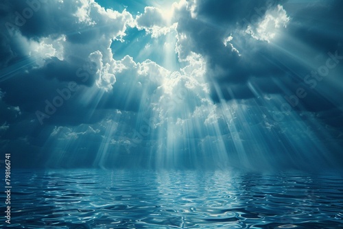 Divine Presence  Spirit of God in Glowing Clouds over Tranquil Waters