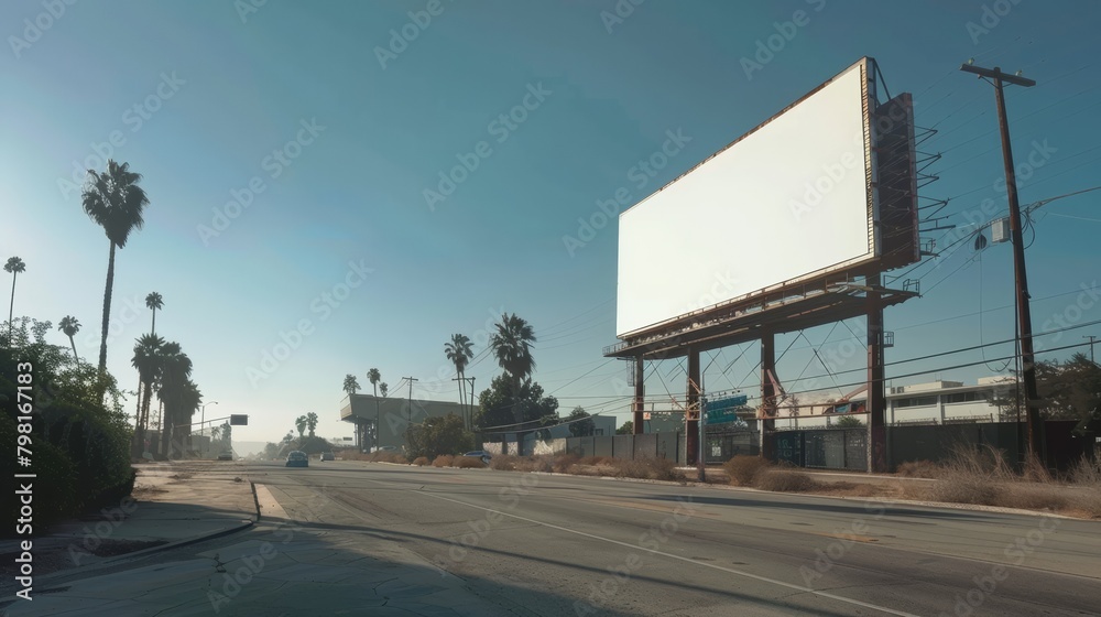 Obraz premium Blank Billboard Overlooking Scenic Mountains Ready for Advertising, Copy Space