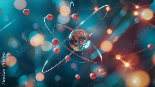 Atomic structure model with electrons orbiting nucleus