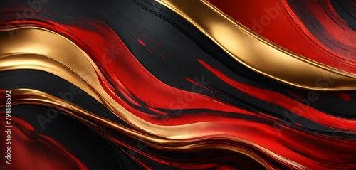 Abstract liquid background in red and black colors