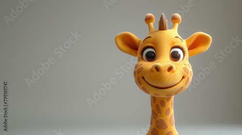 Cute giraffe cartoon 3d on the right side with blank space for text