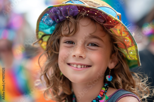 Happy Child Kid Celebrating Diversity at Pride Parade