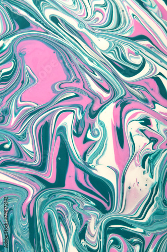 Fototapeta Naklejka Na Ścianę i Meble -  abstract art background with a wave pattern in green pink colors