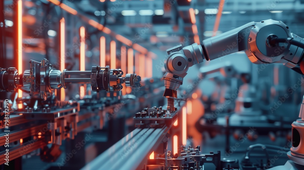 Fototapeta premium Robot arm in a manufacturing assembly line