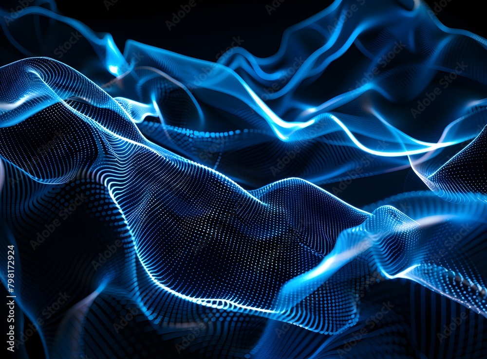 Abstract background with light blue lines on black, background for design of business cards and posters, or banners Abstract futuristic pattern with glowing neon lines in the form of grass Abstract background with light blue lines on black, background for design of business cards and posters, or banners Abstract futuristic pattern with glowing neon lines in the form of grass