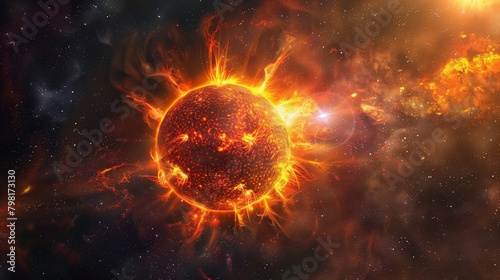 Solar flare erupting from the Sun
