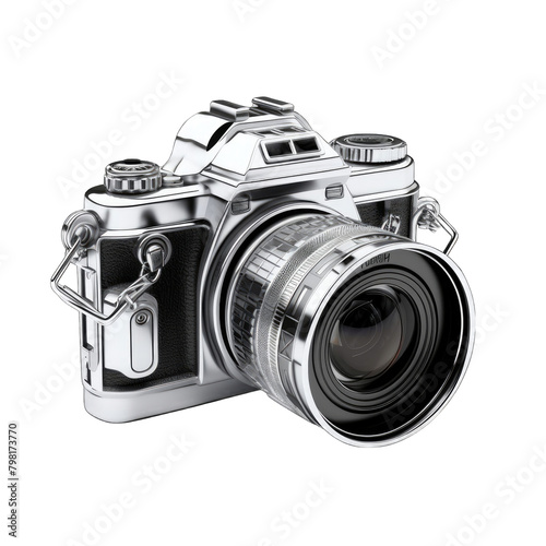 3D Camera on white background. DSLR camera isolated on a white background. 3D Rendering