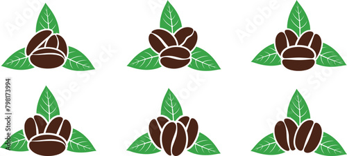Coffee beans logo. Isolated coffe beans on white background