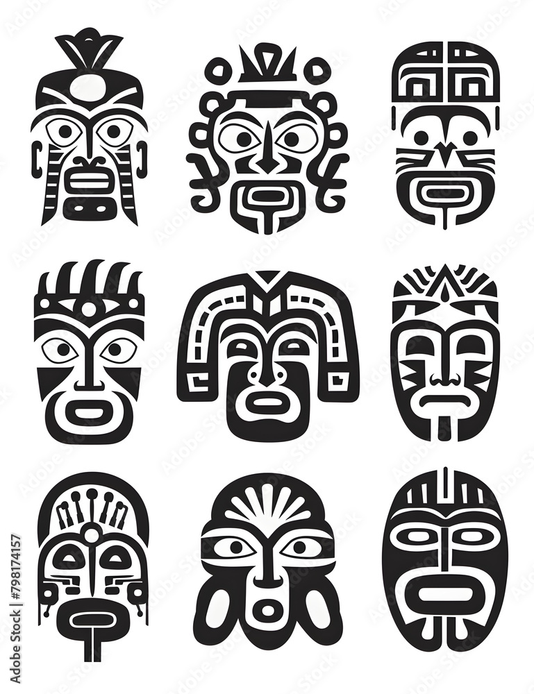 The faces are tribal and have a tribal look The faces are tribal and have a tribal look
