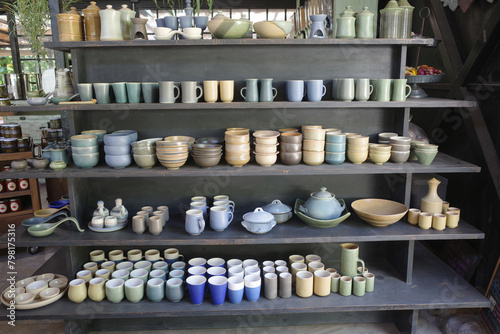 Santiago, Chile - 25 Nov, 2023: Artisanal ceramics on display at a store in the Maipo Valley, Chile photo