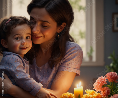 A mother and her child. Portrait. Mother's Day Concept. You can write your own message on the image. High Quality image. You can change the resulation as you like. photo