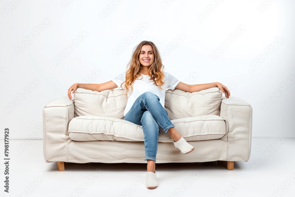 Women watching TV furniture clothing sitting. Women watching TV furniture clothing sitting.