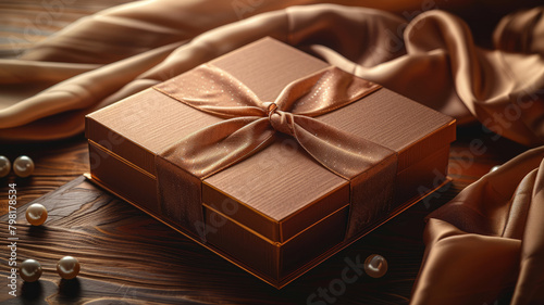 Photo of a gift box with satin ribbon