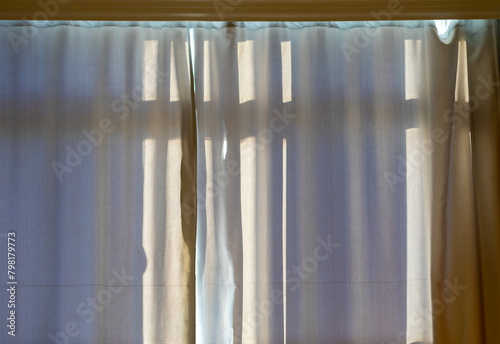 Full frame beige linen curtain