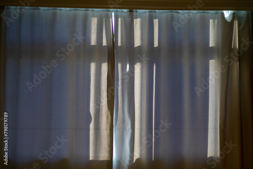 Full frame beige linen curtain