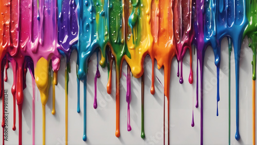 An image of rainbow-colored paint dripping in a vibrant spectrum of hues against a canvas suggesting the raw energy of artistic expression ULTRA HD 8K