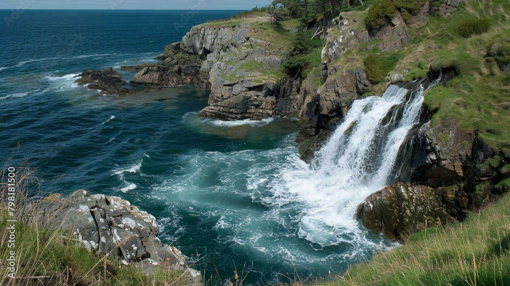 Summer sea and ocean blue falls Summer sea and ocean blue falls