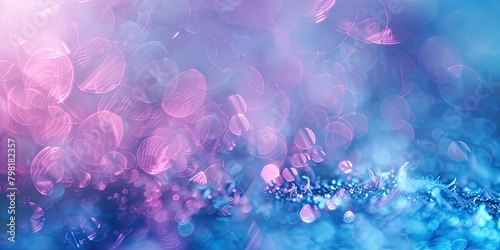 Celestial Symphony: Ethereal Blue and Purple Glow with Sparkling Bokeh Particles