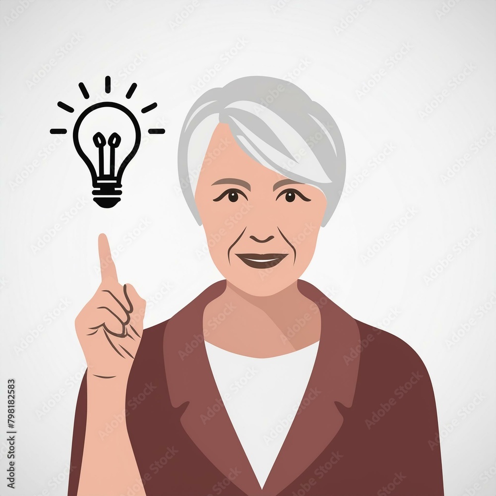 Woman with an Idea - Visualization of Having an Idea - Innovative and Creative Woman - Iconography of a Light Bulb representing an idea Woman with an Idea - Visualization of Having an Idea - Innovative and Creative Woman - Iconography of a Light Bulb representing an idea