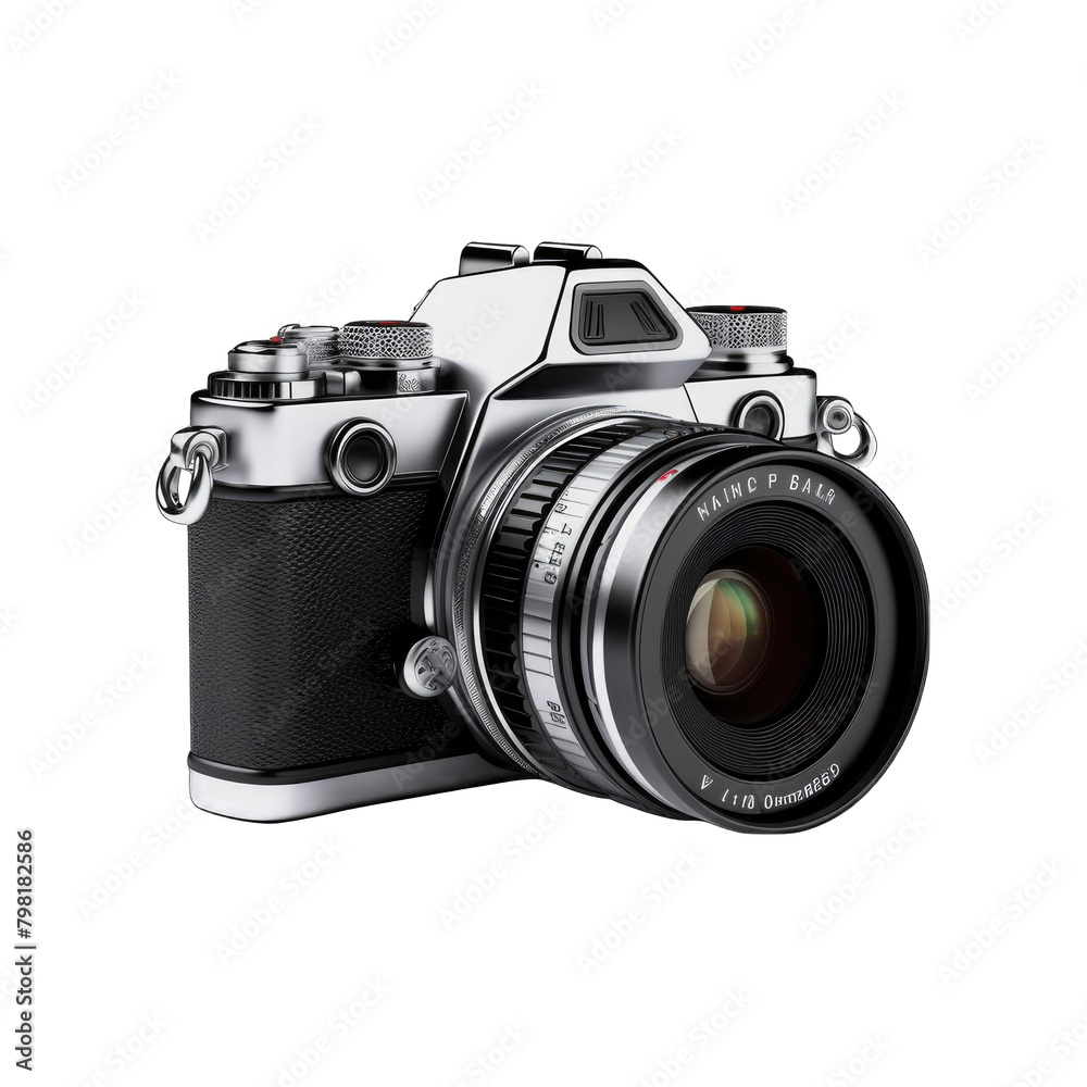 3D Camera on white background. DSLR camera isolated on a white background. 3D Rendering