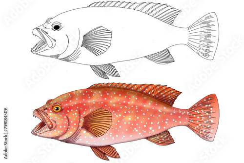coral grouper, coral trout,Plectropomus,Serranidae,Animalia,Chordata,Grouper,Spotted orange fish,Salad strabbit fish,orange grouper
 photo