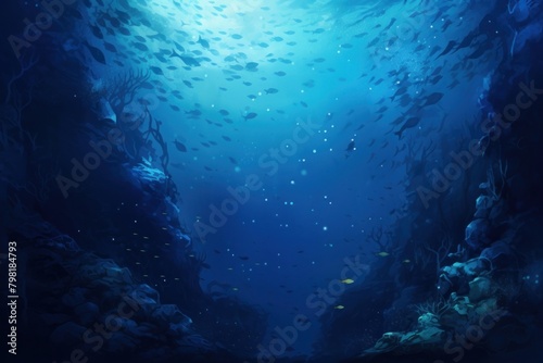 Sea backgrounds underwater outdoors, digital paint illustration. photo