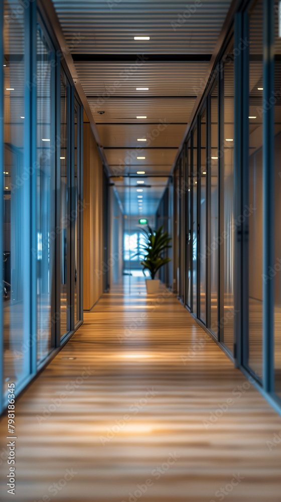 corridor in an office building, created with generative AI technology