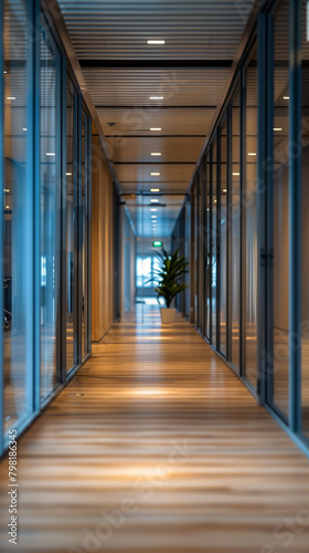 corridor in an office building, created with generative AI technology